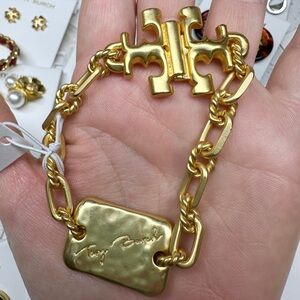 Tory Burch Gold Logo Chain Bracelet